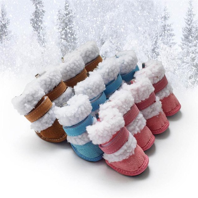 4pcs Set Winter pet dog Snow Boots puppy snowy