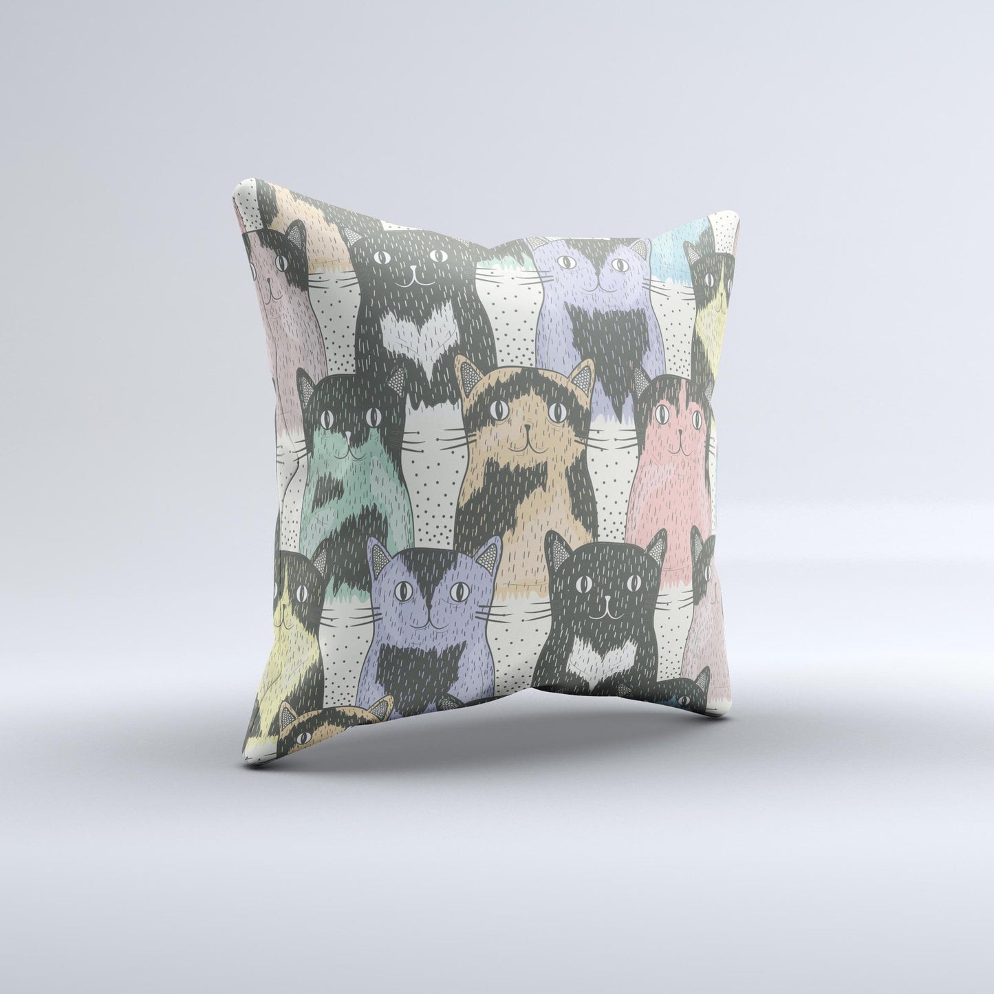 Vintage Cat portrait Ink-Fuzed Decorative Throw Pillow