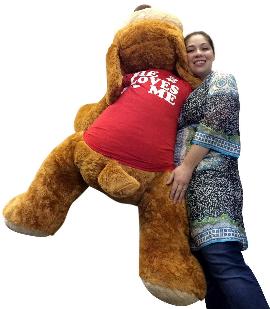 Giant Romantic Plush Puppy Huge 5 Feet Long Squishy Soft Wears HE