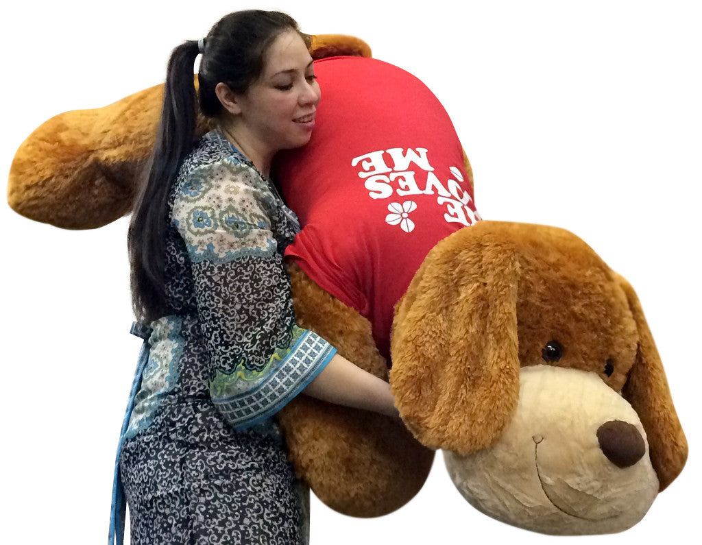 Giant Romantic Plush Puppy Huge 5 Feet Long Squishy Soft Wears HE