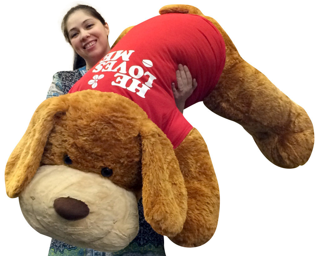 Giant Romantic Plush Puppy Huge 5 Feet Long Squishy Soft Wears HE
