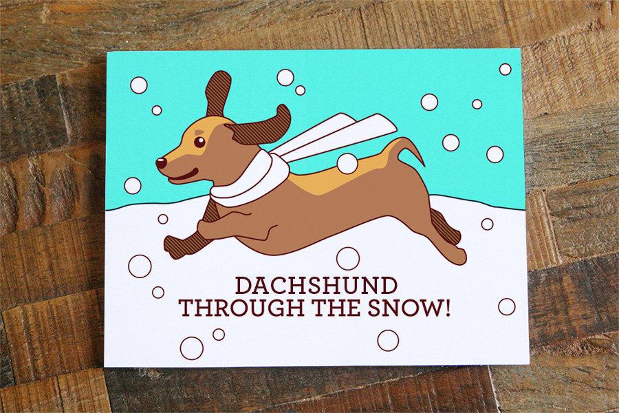 Dachshund Christmas Card "Dachshund through the Snow"