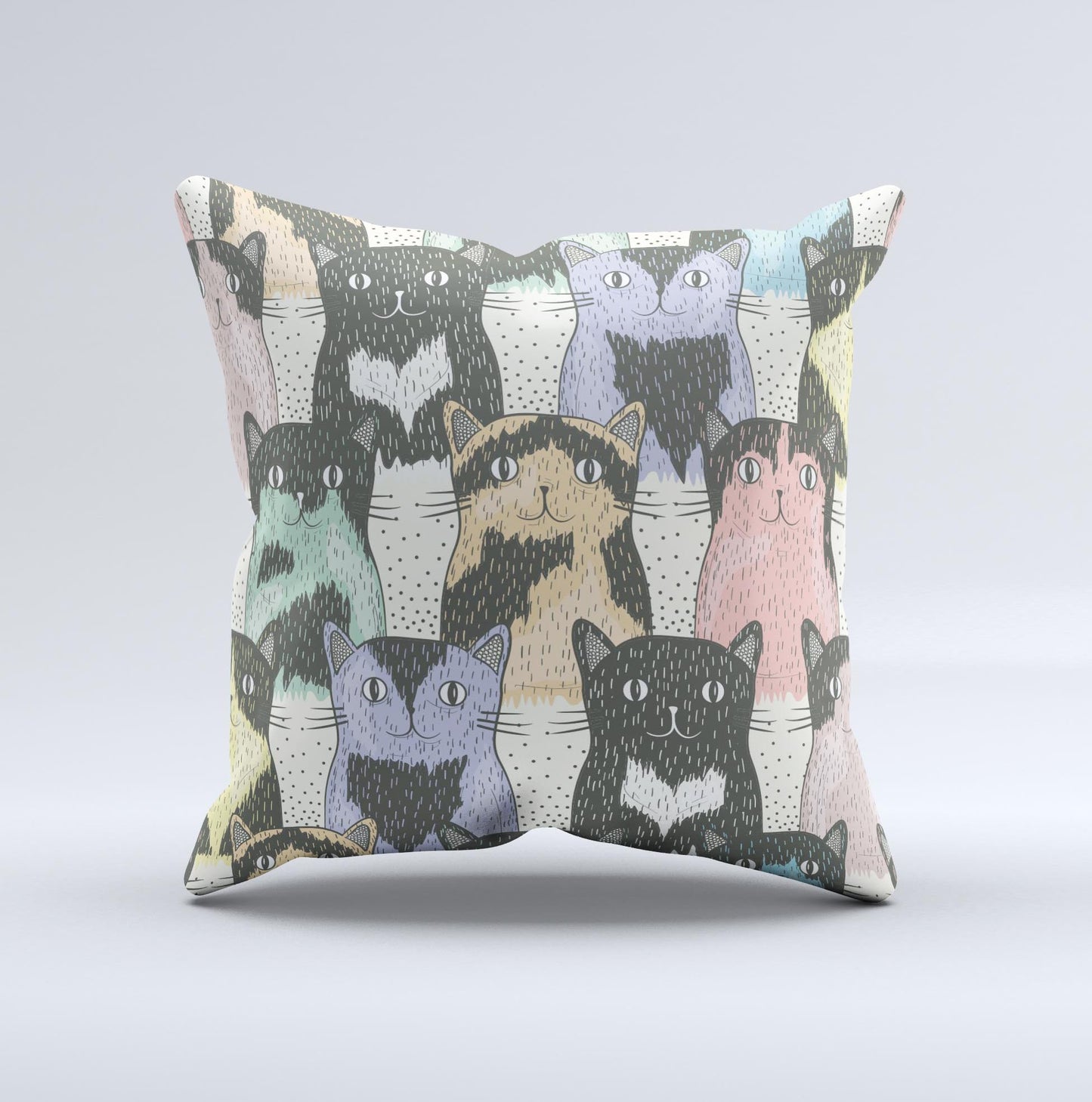 Vintage Cat portrait  Ink-Fuzed Decorative Throw Pillow