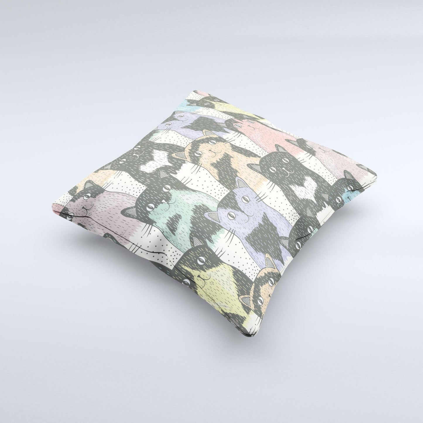 Vintage Cat portrait  Ink-Fuzed Decorative Throw Pillow