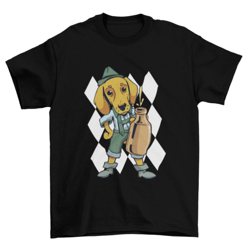 Drinking Dachshund Dog T-shirt Design