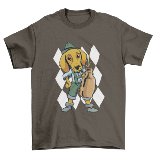 Drinking Dachshund Dog T-shirt Design