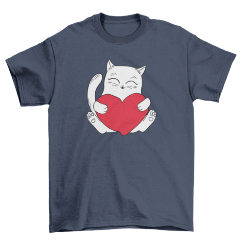 Cat holding heart t-shirt