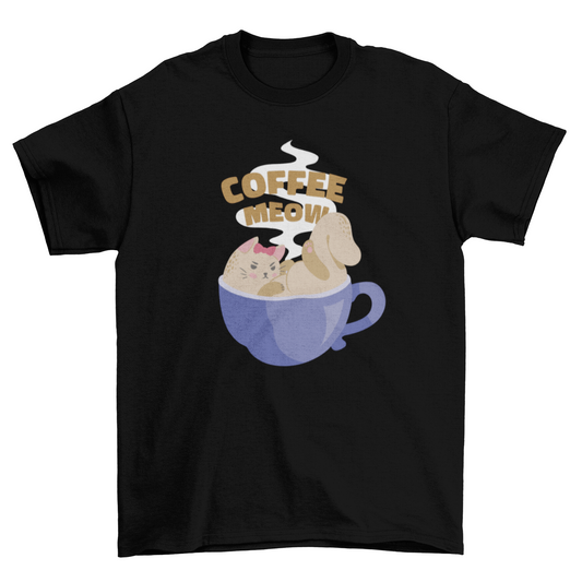 Cute cat in coffee mug t-shirt design