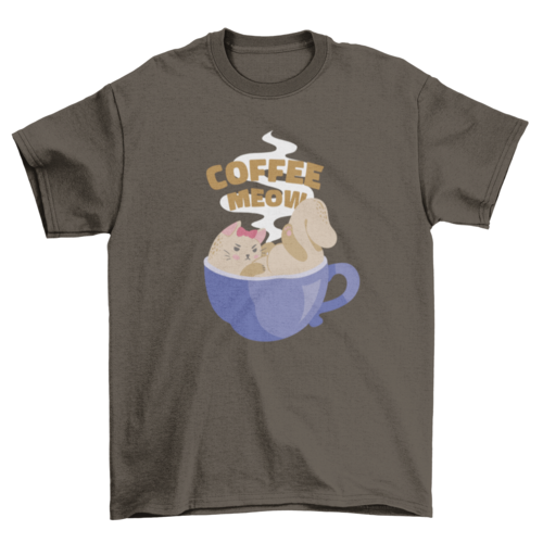 Cute cat in coffee mug t-shirt design