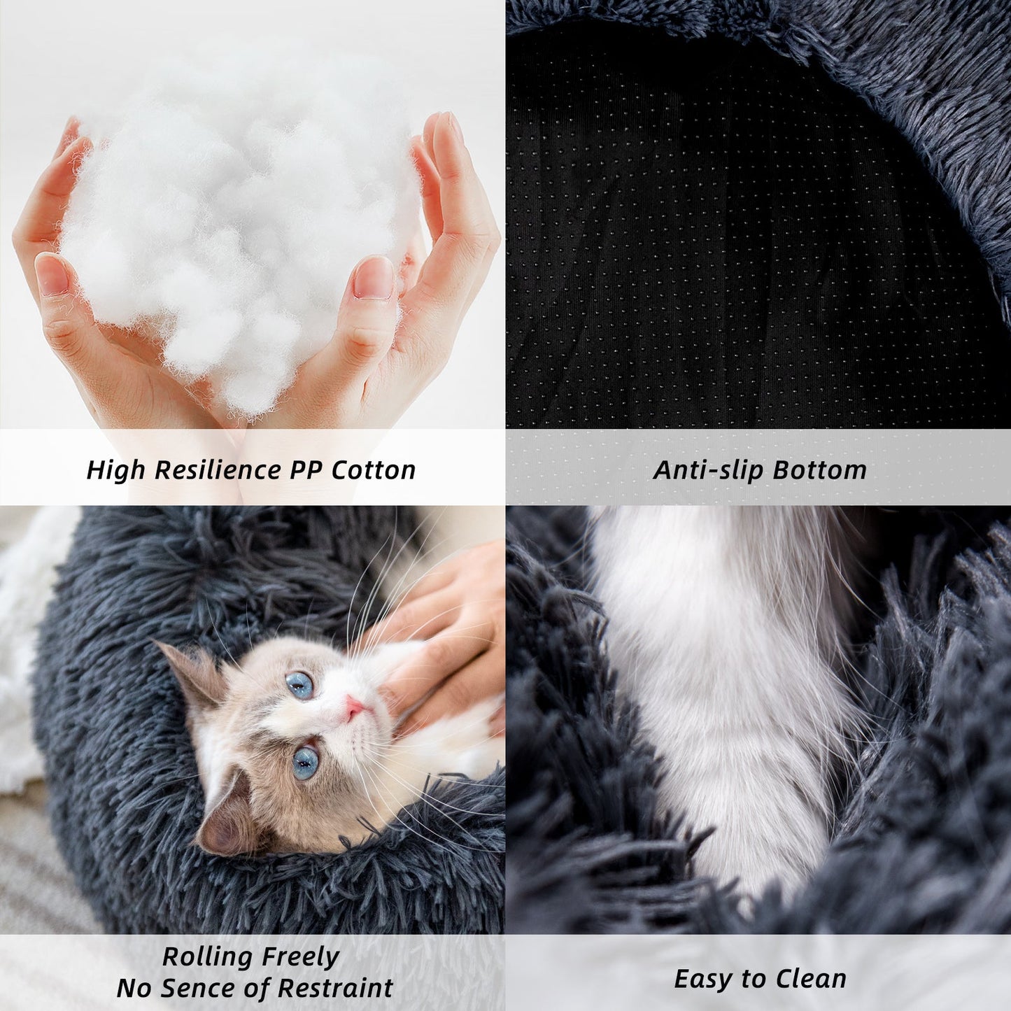 Pet Beds For Cats Anti Anxiety Fluffy Dog Bed Cuddler With Anti-Slip &