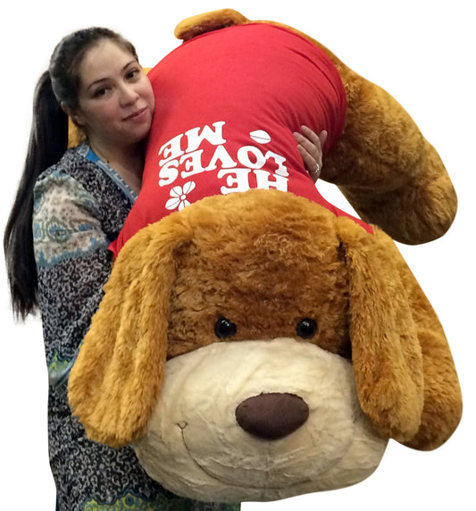 Giant Romantic Plush Puppy Huge 5 Feet Long Squishy Soft Wears HE