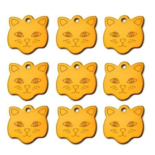 20Pcs Customized Engraved Dog Cat ID Tag Personalized Cat Face Shape