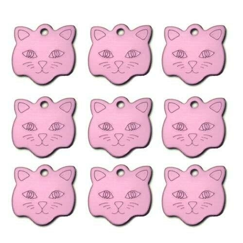 20Pcs Customized Engraved Dog Cat ID Tag Personalized Cat Face Shape