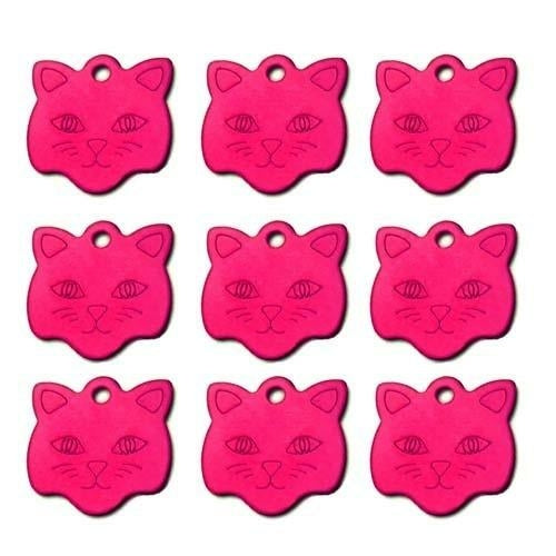 20Pcs Customized Engraved Dog Cat ID Tag Personalized Cat Face Shape